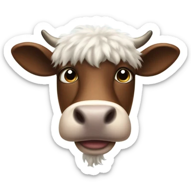 Very fluffy cow sticker