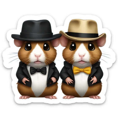 2 guinea pigs dressed as gangsters  sticker