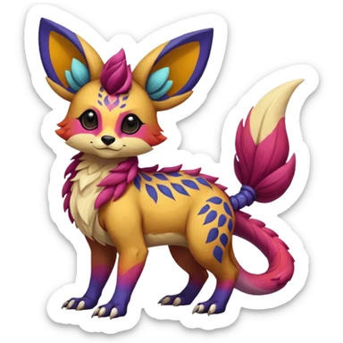 Rare realistic exotic cute epic pretty beautiful handsome gorgeous aesthetic colorful vibrant Vernid-Protogen-Primagen-Wickerbeast-species-Fakemon-creature by LiLaiRa, random markings, tufted ears, full body sticker