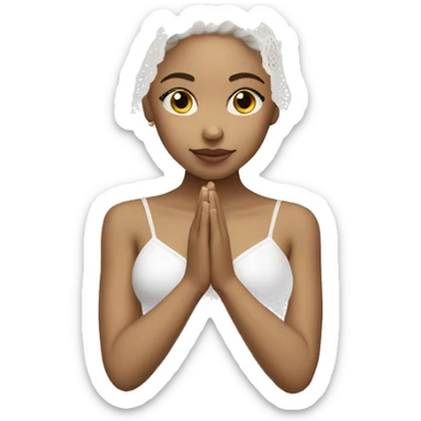 Light skin girl praying with lace white veil  sticker