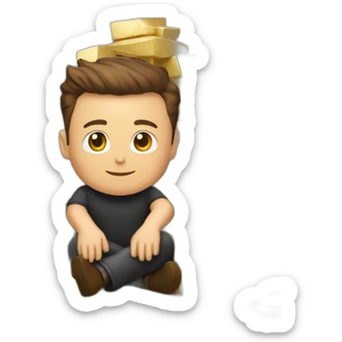 Elon musk sittin on top of a pile of gold bricks sticker