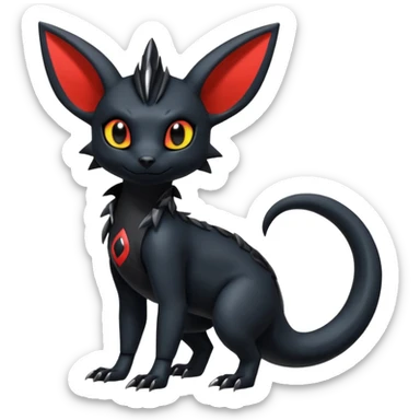 Shiny Dark Edgy Gothic Gloomy Futuristic Salandit-Umbreon-Noibat-Litten-Hybrid (Full body) sticker