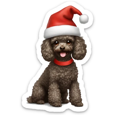 Toy poodle with Santa hat  sticker