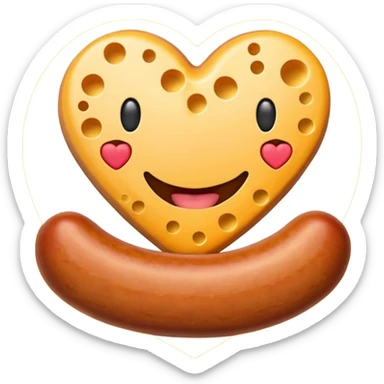 Make emoji sausage cheese love shape sticker