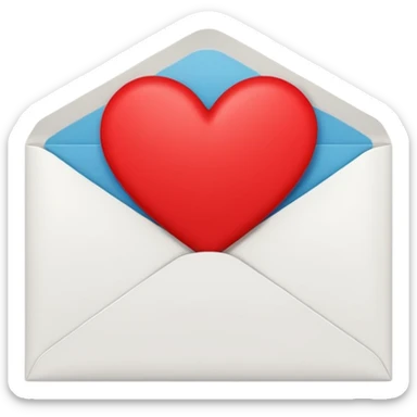 closed white envelope with a single red heart sticker in the center, smooth and clean, minimal details, bright and saturated colors, glossy highlight


 sticker