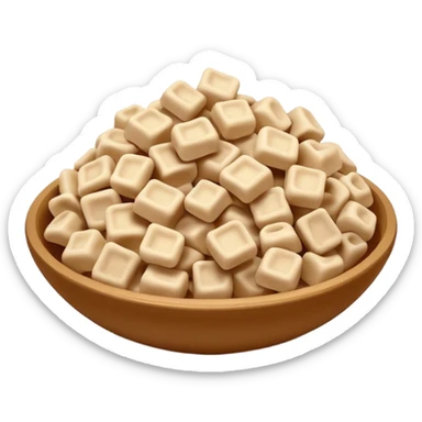 pile of uneven light beige soy protein chunks or curls, dry porous rough airy fibrous texture, resembling dehydrated plant matter, no bowl packaging or garnish, soft lighting, subtle shadows, emoji scale sticker
