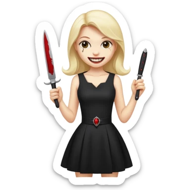 a girl classic smiley with a nife on the bach and vampire theet sticker