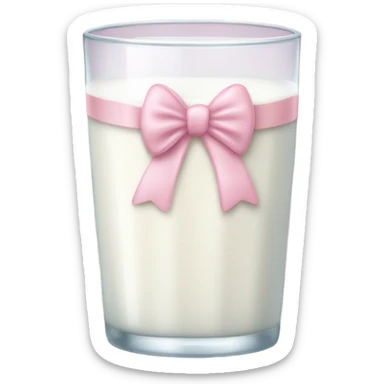 Glass of milk with a light pink bow wrapped around the glass  sticker