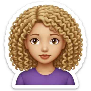A girl with medium-length, curly hair without volume.  sticker