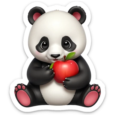 Isolated, highly detailed illustration of the most incredibly cute baby panda bear eating an apple
figurine imaginable, toy style. sticker