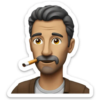 casual indoor portrait of man smoking  sticker