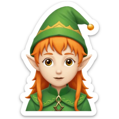 elf with orange hair and green hat sticker