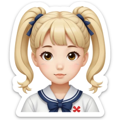 Super kawaii Japanese schoolgirl with high double bun hairstyle wearing Japanese sailor school uniform sticker