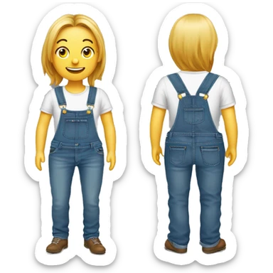 salopette. Il ne doit pas y avoir d'hmain ni d'animal. Juste un vêtement. Un salopette est composée de bretelles et d'un pantalon jeans.  sticker