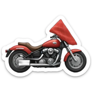 A chocolate brown doodle wearing a red and black handkerchief riding a motorcycle sticker