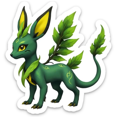 Dark Edgy Salandit-Leafeon-Umbreon-Fakémon-hybrid-creature (full body)  sticker