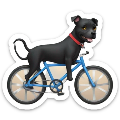 black staffie dog riding a bike sticker