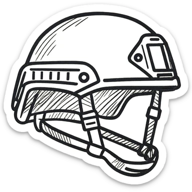 schematic modern American military helmet, army NATO style, minimalist technical drawing, contour only, no text sticker