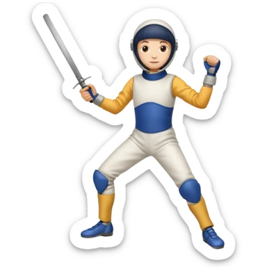 A person wearing fencing equipment with their entire body sticker