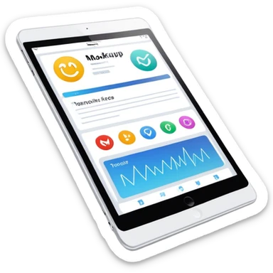 Create an emoji for UX/UI design. Show a monitor or tablet with a web interface mockup displayed on the screen. Use modern, professional colors. Do not include any emojis or smiley faces. Make the background transparent. sticker