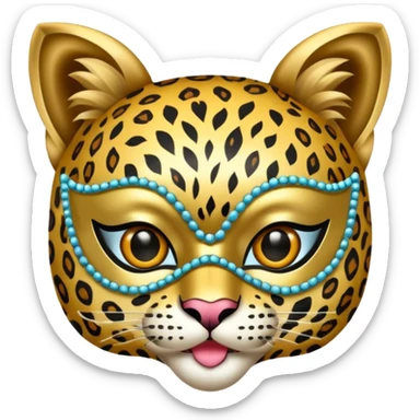leopard with glamorous masquerade mask sticker
