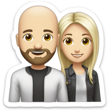 Happy-secret-couple-bald-guy-with-beard-with-emo-girl sticker