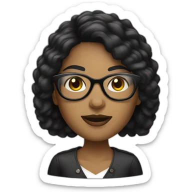 black hair white woman designer with glasses sticker