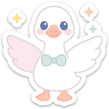 goose with open wings, illustration style, transparent background sticker