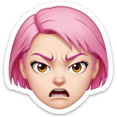 angry feminist with half bald head and half pink hair sticker
