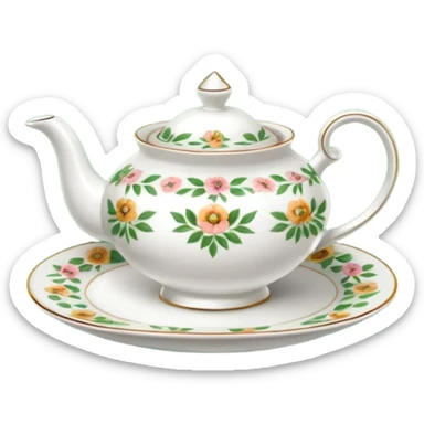 tea set on a green napkin sticker
