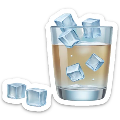 Glass of ice water showing ice cubes sticker