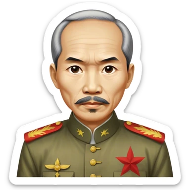Cinematic Realistic Ho Chi Minh Portrait Emoji, depicted as a determined revolutionary leader in traditional attire with a humble expression, rendered with lifelike textures and soft natural lighting that captures his enduring legacy. sticker