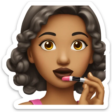 Girl applying lip gloss  sticker