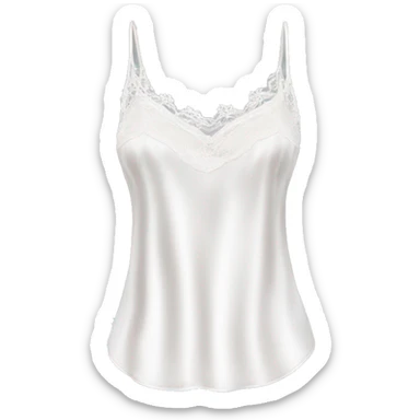Realistic isolated side view white lace silk camisole.  sticker