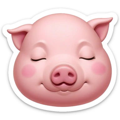 Meme-Worthy Cute Sleeping Pig Portrait Emoji, Head resting peacefully with a contented smile, showcasing a delightfully stout build and a luxuriously soft rosy-pink hide, eyes shut in a serene, restful nap, Simplified yet hilariously adorable features, highly detailed, glowing with a soft, drowsy light, high shine, relaxed and utterly lovable, stylized with an air of playful laziness, bright and heartwarming, soft glowing outline, capturing the essence of a comically sleepy pig, so meme-worthy it feels like it could instantly become the next viral sensation of adorable slumber! sticker