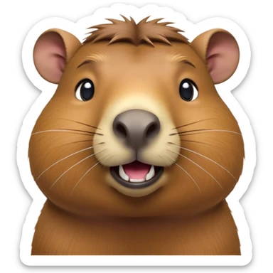 Cinematic Comical Capybara Portrait Emoji, Head tilted dramatically with an exaggeratedly amused expression, featuring a robust, rounded build and a distinct capybara face with a broad snout and quirky, small ears, rendered with lifelike soft fur and wide, comically expressive eyes brimming with playful disbelief; high shine, dramatic yet playful, styled with an air of cheeky mischief, soft glowing outline, capturing the essence of a spirited and over‐the‐top capybara that looks ready to side‐eye its way into viral fame! sticker