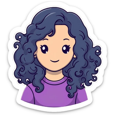 Cute girl with long wavy curly hair sticker