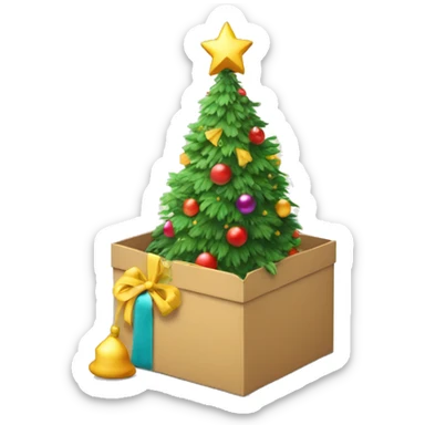 New year tree in a hat box sticker