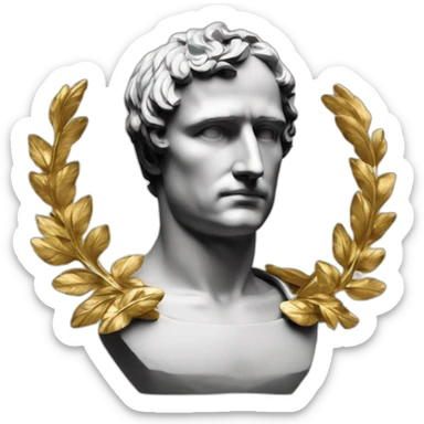 Laurel wreath on short hair serious napoleon bonaparte golden statue sticker