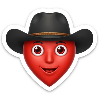 Puedes hacer el órgano conocido como corazón de humano con  un sombrero de vaquero color negro encima sticker