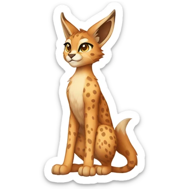 Anthro Beige-Orange-Brown Spotted Fur-Sona-Fakemon Lynx-Caracal Full Body sticker
