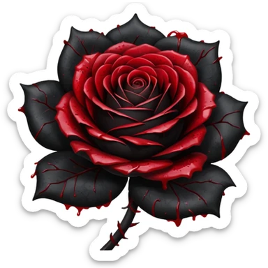 A pitch black aesthetic rose with blood splatter on it  sticker