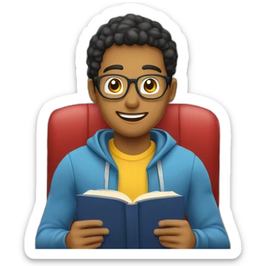 Estudiante con libro abierto mirando al techo sticker