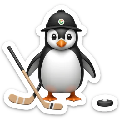 penguin playing hockey wearing Guinness  sticker