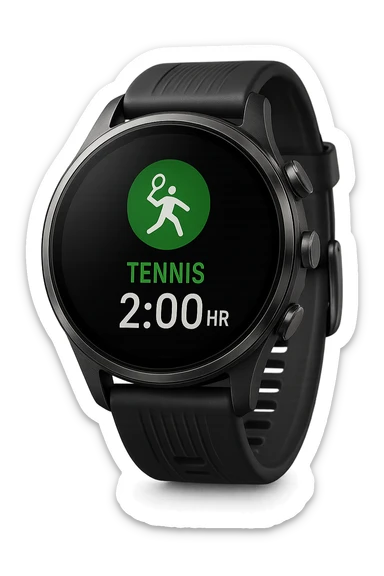 smartwatch con modalità attiva di tennis che segna 2 ore di tennis, REALISTICA 4K sticker