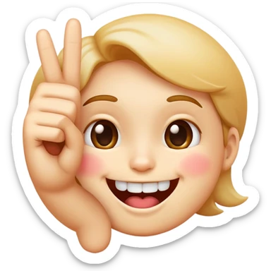 Create a simple emoji making a cute face with his index finger on his teeth acting all cute and naughty sticker