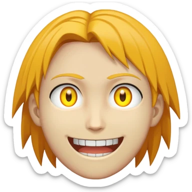 Makima from anime Chainsaw Man emoji style, tilted head, mysterious smile, yellow eyes sticker