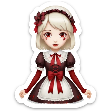 Lolita dress, white and blood sticker