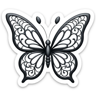 Black and silver filigree butterfly divider, 3D, extremely detailed design sticker
