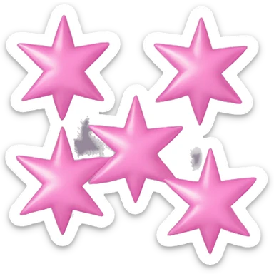 Three small pink , 4-pointed stars grouped together. The stars have a slightly elongated shape, giving them a twinkling effect. They vary in size, with the largest star in the center and two smaller stars on either side.  sticker
